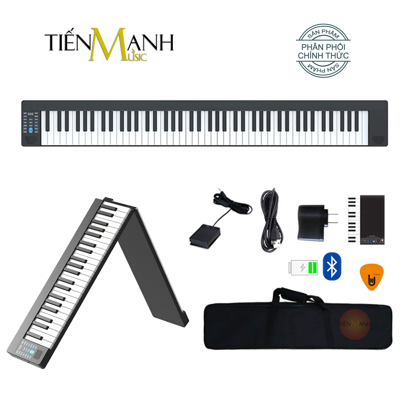 [Gấp Gọn] Đàn Piano Điện Konix PJ88S - 88 Phím Cảm Ứng Lực Có Loa PJ88 (Pin sạc, Bluetooth, Pedal) Hàng Chính Hãng