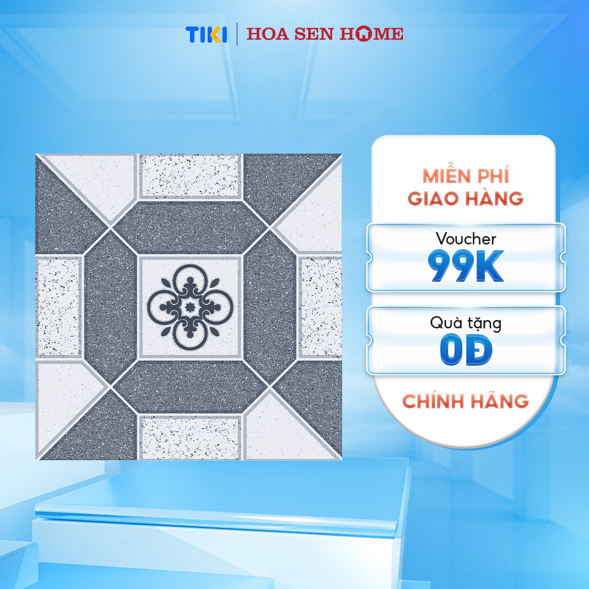 Gạch sân vườn bán sứ LUSTILE VNRHY0500500001 bề mặt sugar, độ hút nước thấp, kích thước 500mmx500mm, thùng 6 viên - Hàng chính hãng