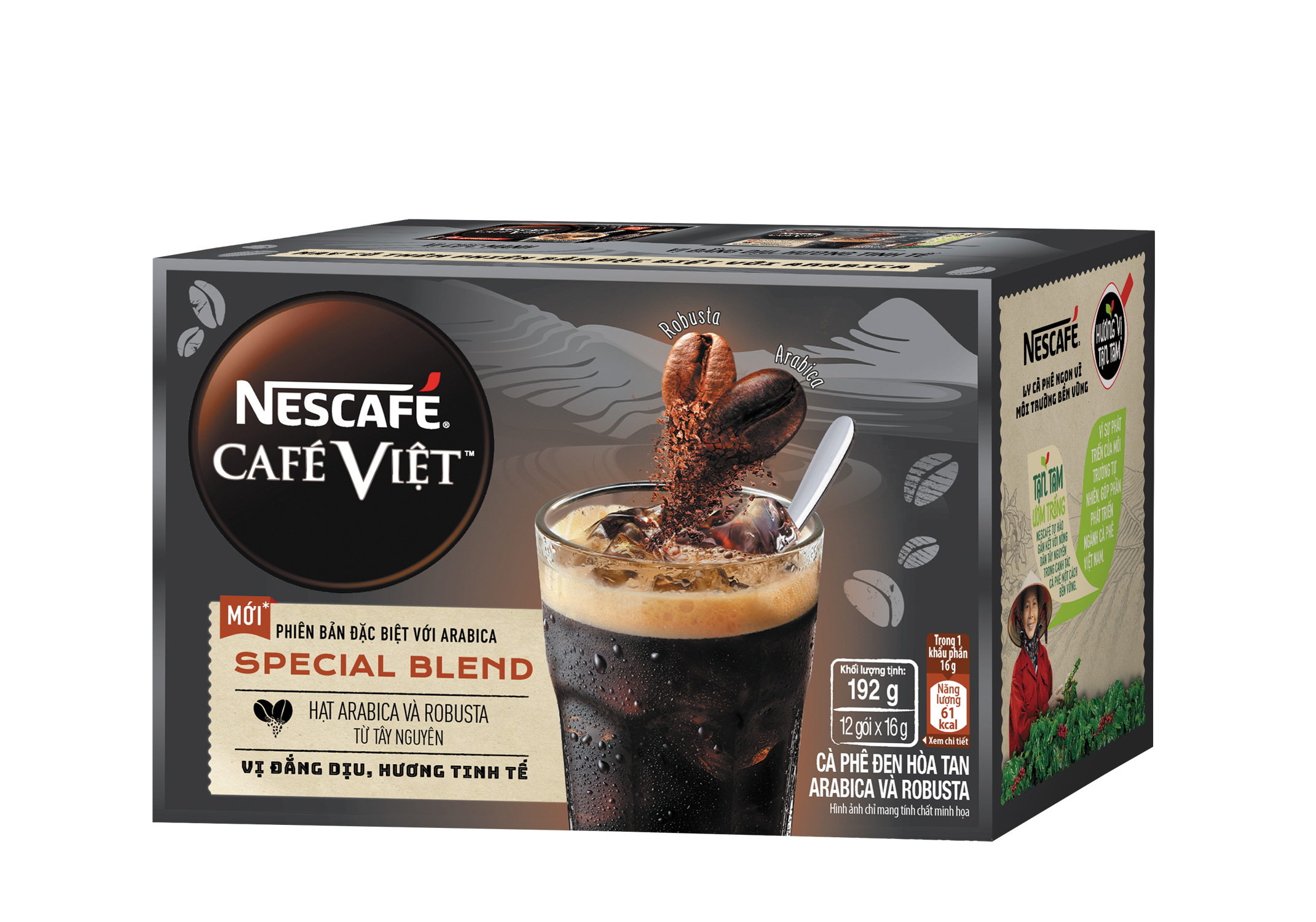 Cà Phê Đen Hòa Tan Arabica Và Robusta Nescafé Café Việt Special Blend (Hộp 12 Gói x 16g)