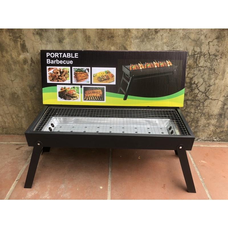 Bếp nướng than hoa BBQ ngoài trời loại dài chất liệu INOX gấp gọn tiện lợi khi mang đi du lịch