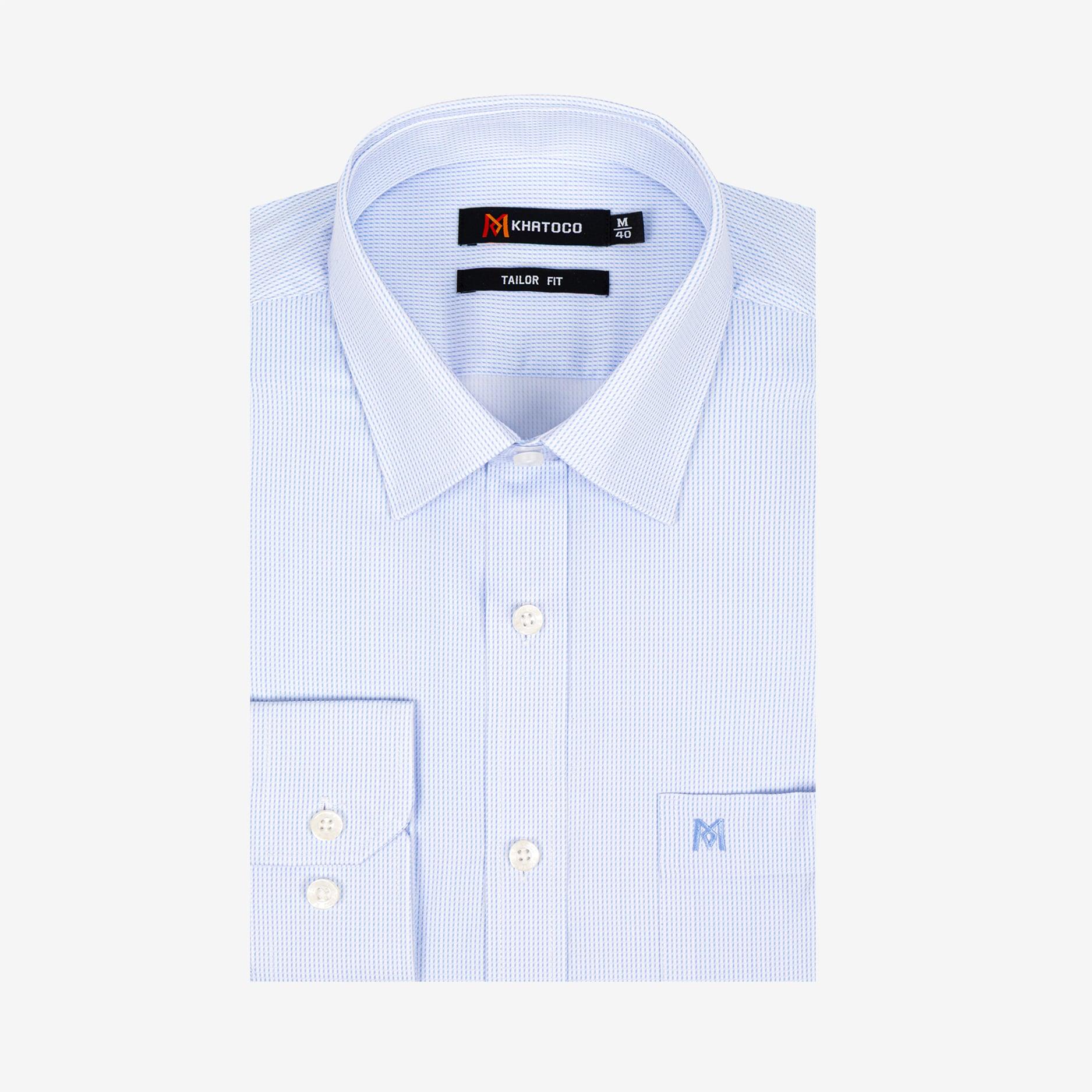 Áo sơ mi nam KHATOCO Tailor Fit dài tay A1MD568T1-CNSC824-2709-D