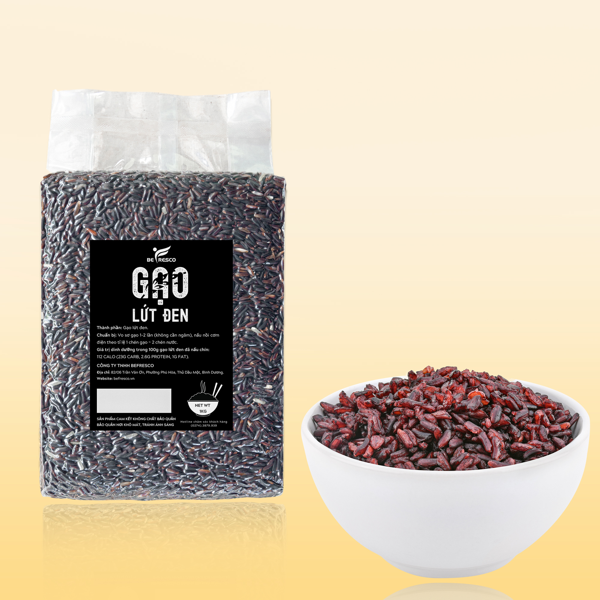 Gạo lứt đen ăn kiêng Befresco - túi 1kg hút chân không