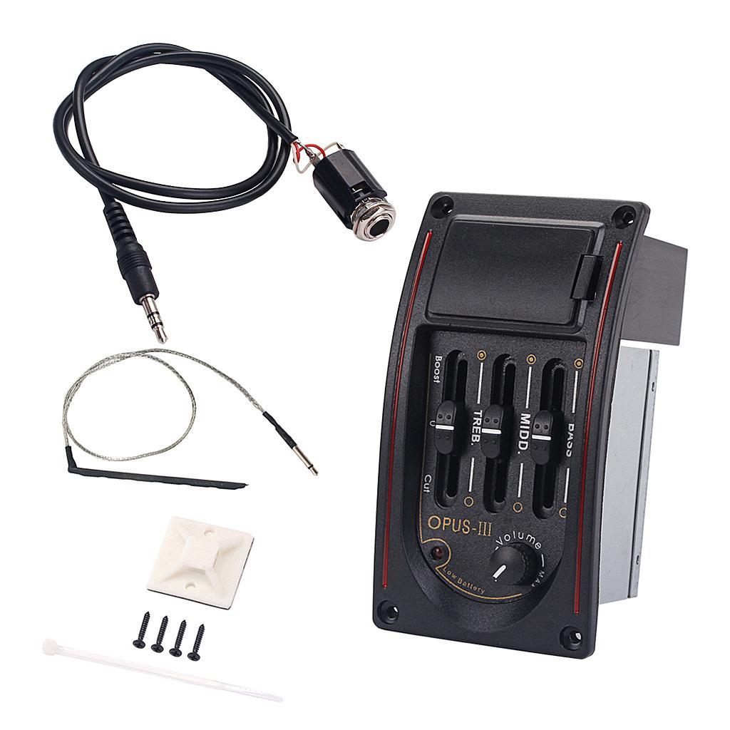 Acoustic Guitar 3 Bands Preamp Amplifier Equalizer EQ  Piezo with Pickup