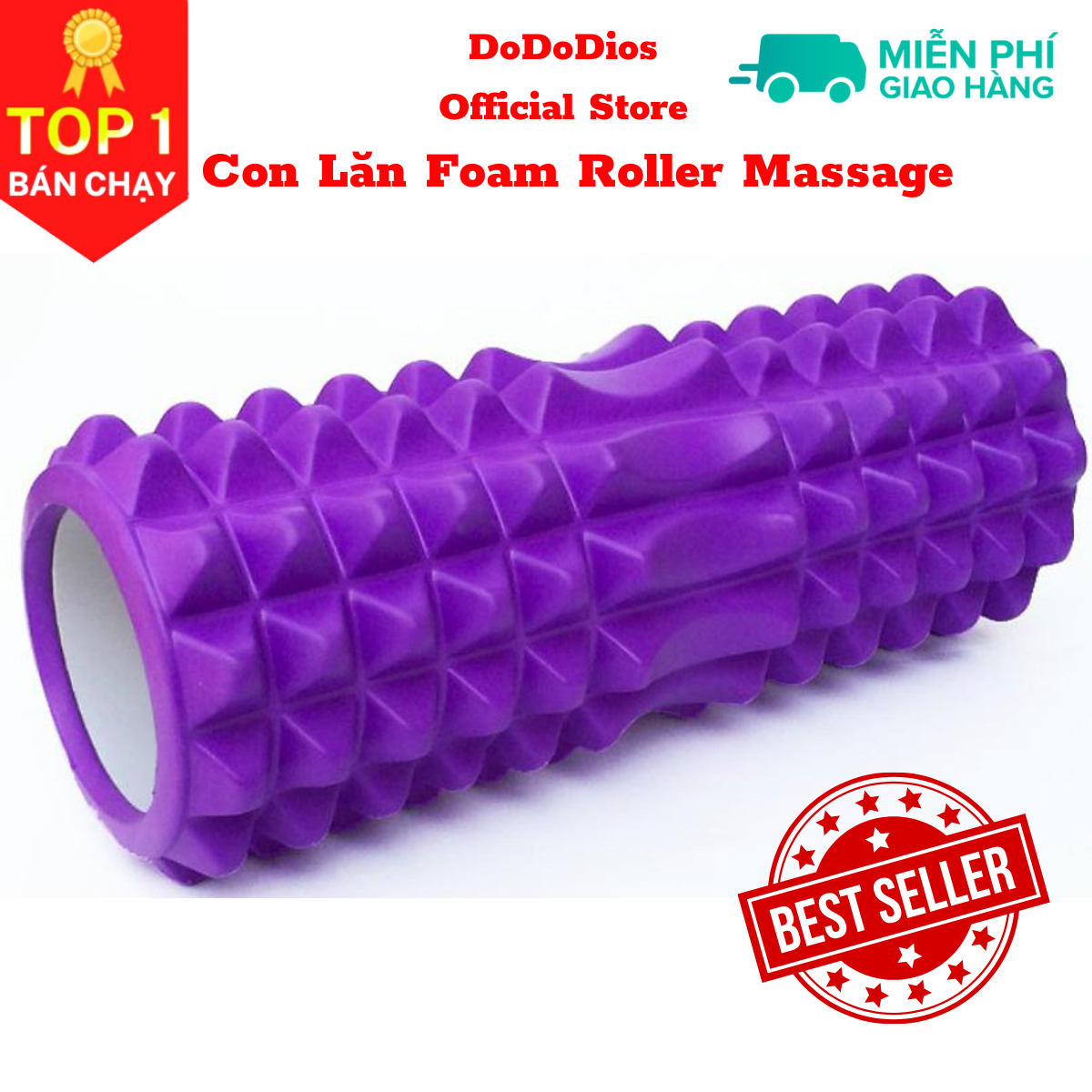 Con lăn Yoga Massage Foarm Roller, ống trụ lăn xốp thể thao giãn cơ có gai roam rollet cao cấp, ống lăn giãn cơ - Chính hãng DoDoDios