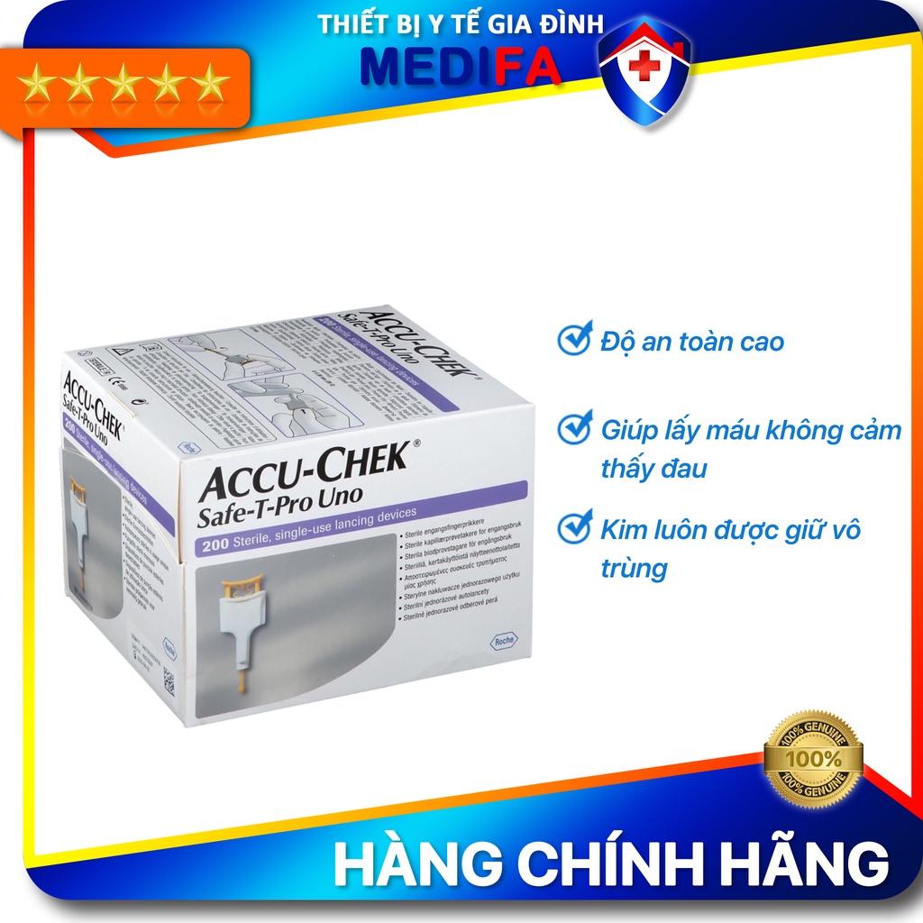 Kim chích máu Accu Chek Safe-T-Pro Uno lấy máu thử đường huyết - Hộp 200 cây