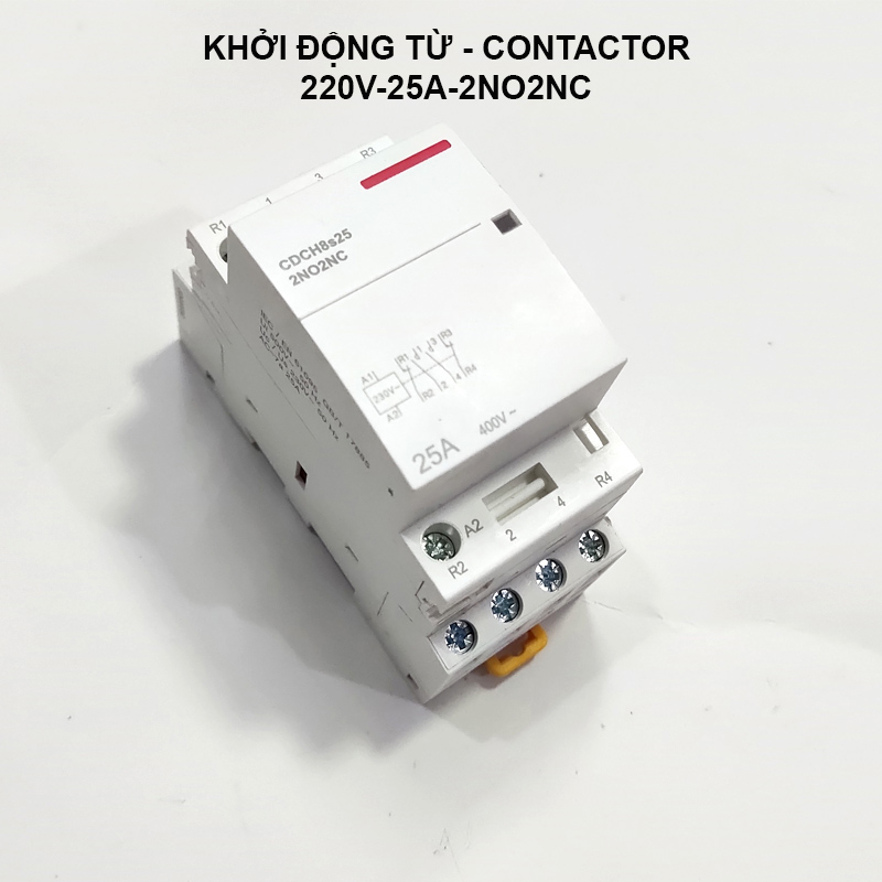 Bộ khởi động từ-contactor 220V-25A, 2NO2NC dùng làm bộ ATS tự động đóng nguồn dự phòng