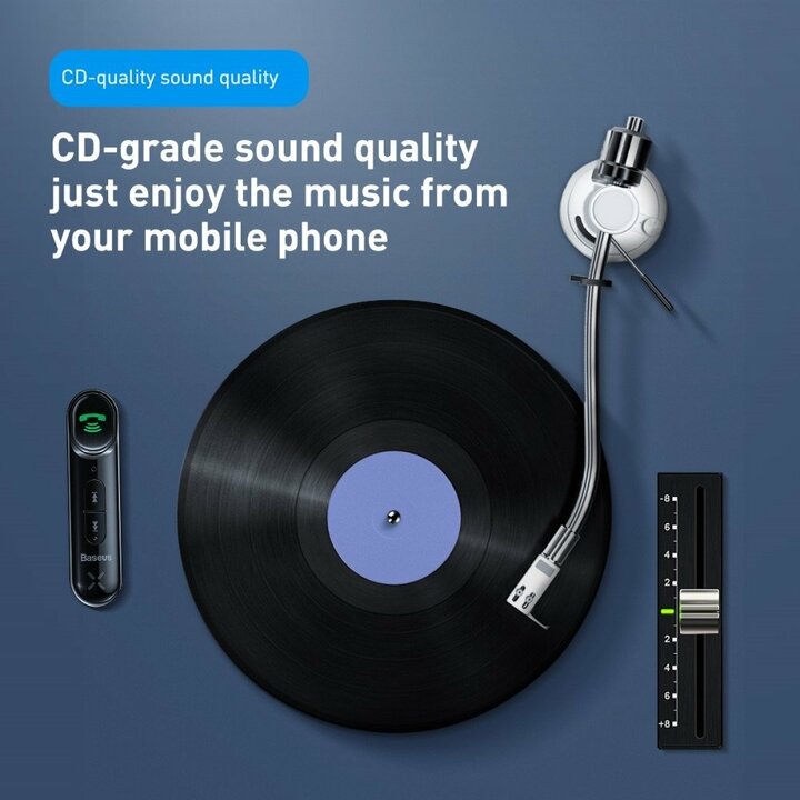 Bộ Bluetooth Receiver WXQY-01 dùng cho ô tô, xe hơi nhãn hiệu Baseus Qiyin AUX kết nối Bluetooth V5.0 thu tín hiệu âm thanh truyền từ các thiết bị di động và xuất ra cổng Audio AUX 3.5mm - Hàng Nhập Khẩu