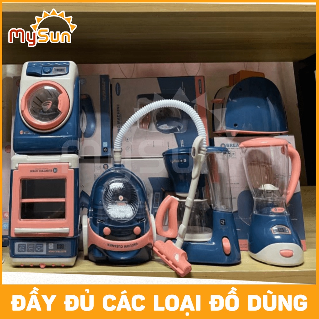 Bộ đồ chơi nhà bếp cỡ lớn cho bé gái tặng PIN AA: máy giặt, pha coffee, hút bụi, xay sinh tố tặng PIN AA