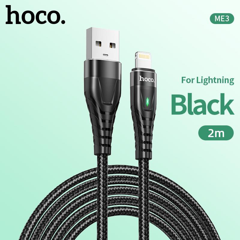 Cáp Sạc Dành Cho Hoco. Dây Dù ME3 3A Cho IP Có Led Dây Dài 2M Hàng Chính Hãng