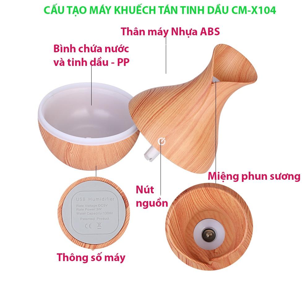 Máy xông tinh dầu vân gỗ khuếch tán hương thơm kiểu dáng bình hoa