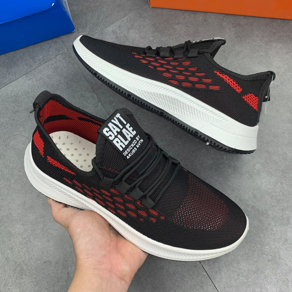 Giày Thể Thao Nam Màu Đen, Sneaker Nam Màu Đen, Đế Êm, Nhẹ Thoáng Khí S362