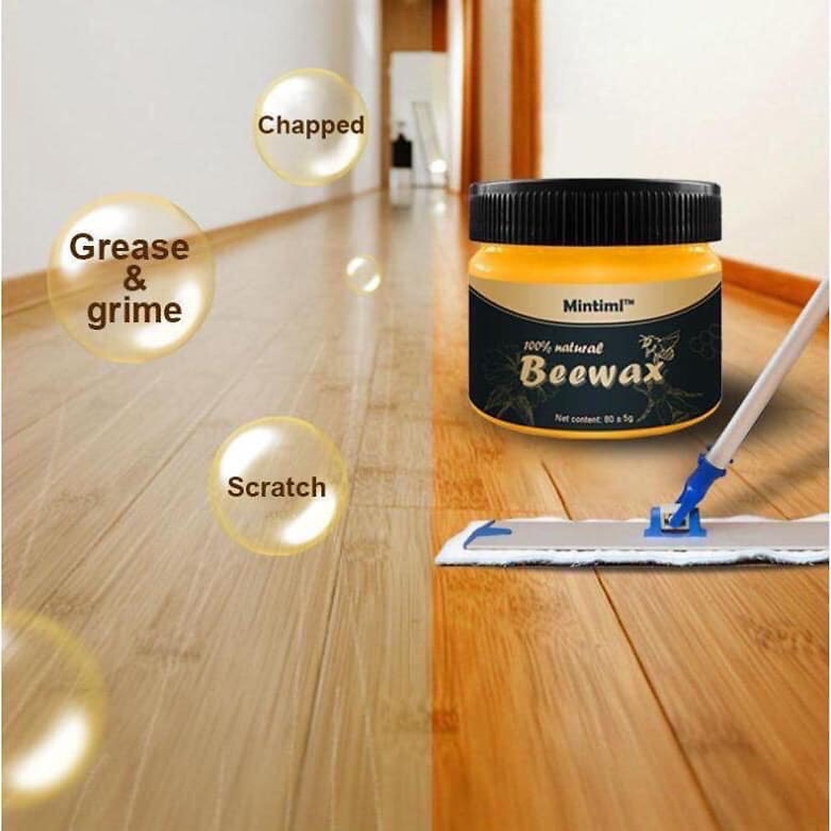 Sáp ong đánh bóng đồ gỗ Beewax-TVS-Nhật Bản-(tặng 01 khăn lau 2 mặt siêu mịn lau gỗ-1 sợi chỉ đỏ+túi vải đỏ may mắn)