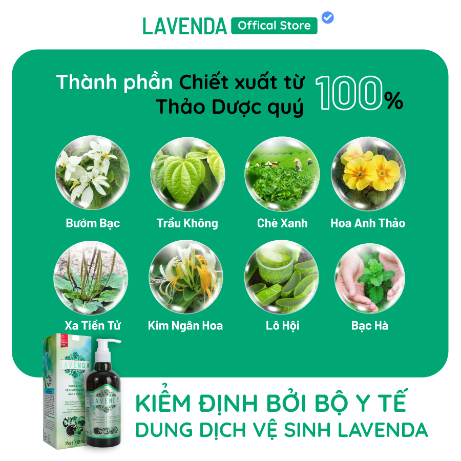Dung dịch vệ sinh thảo dược LAVENDA giúp đánh bay khí hư, huyết trắng, nấm ngứa, khử mùi hôi 275ml