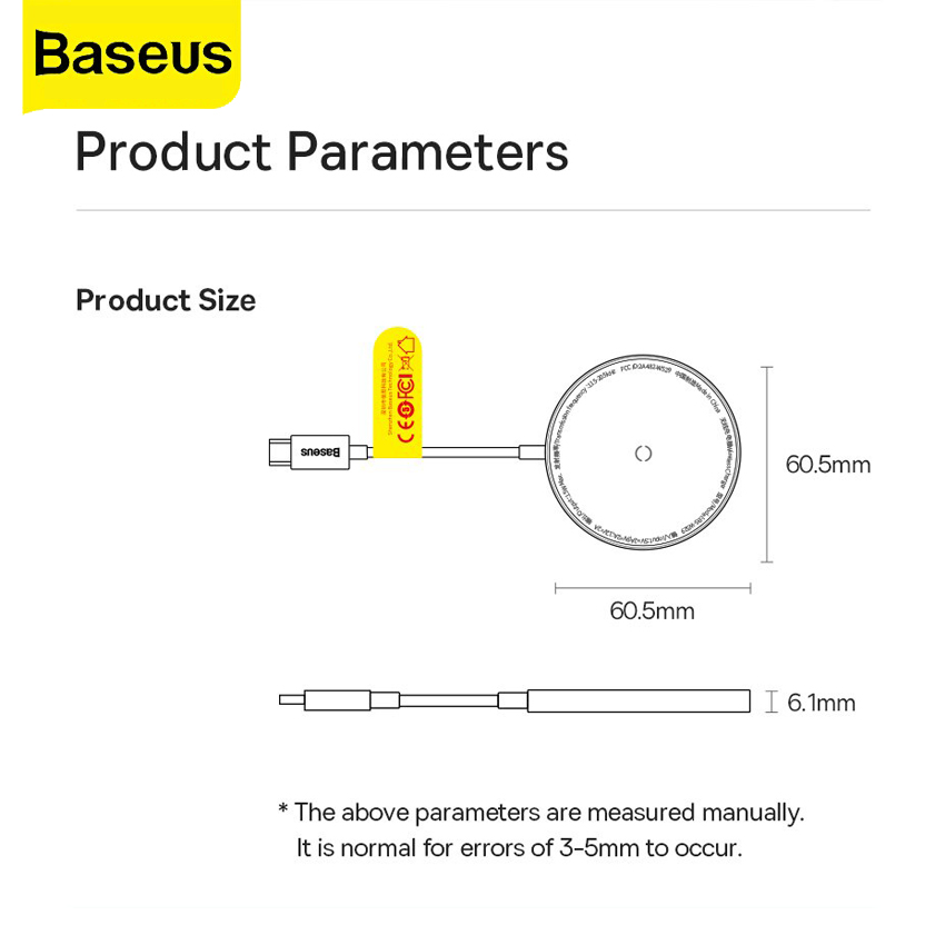 Đế Sạc Nhanh 15W Không Dây Baseus Simple Mini3 Magnetic Wireless Charger Cho 12 13 14 - Hàng Chính Hãng