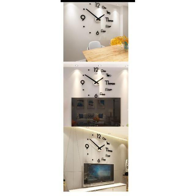 Đồng hồ dán tường 3D DIY phong cách hiện đại