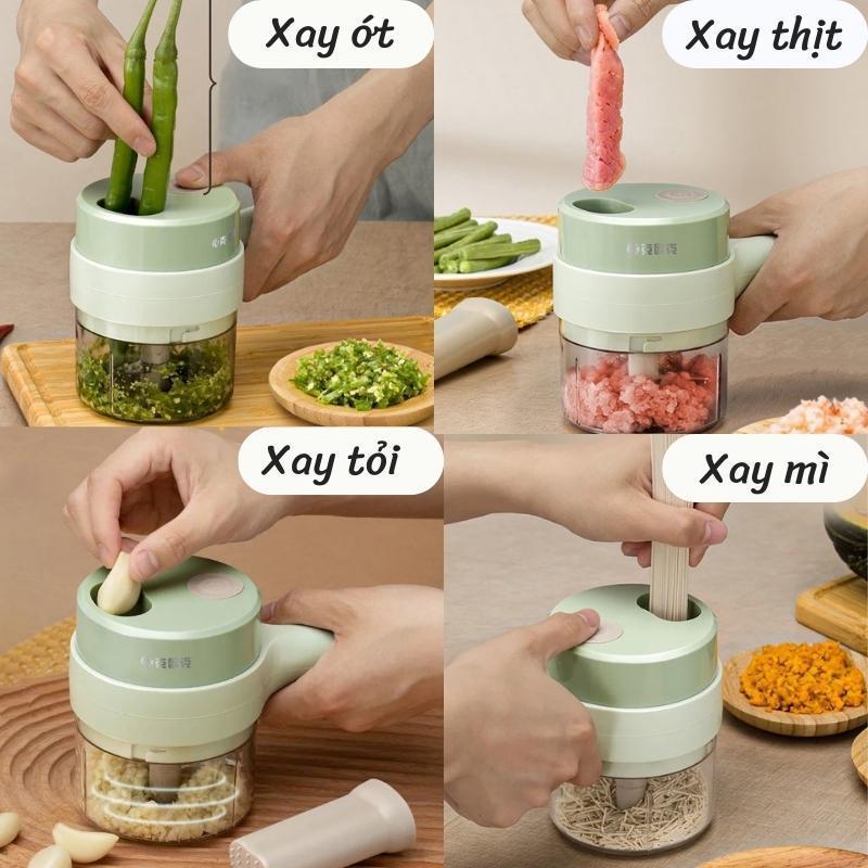 Máy Xay Cắt Thực Phẩm Đa Năng Có Cổng Sạc Usb Tiện Dụng, Máy Cắt Tỏi Ớt Rau Củ Cầm Tay Cao Cấp