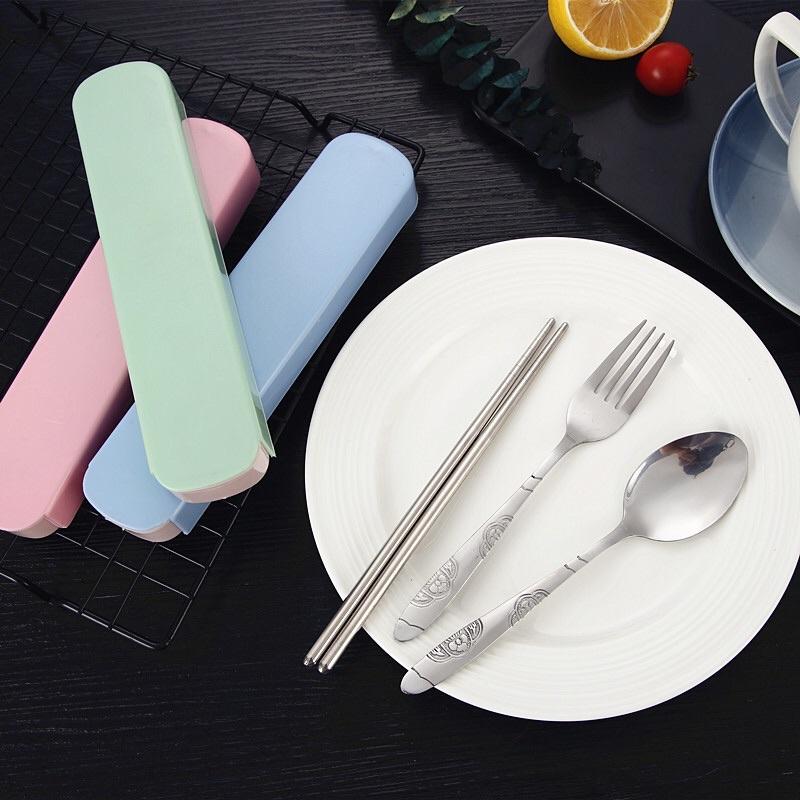Bộ Đũa, Thìa, Dĩa Inox - Bộ Đũa Thìa Văn Phòng Du Lịch Tiện Lợi