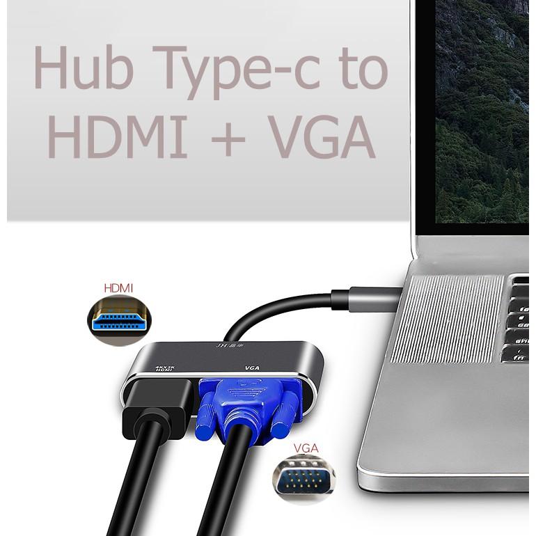 Hub Usb Type-c sang HDMI+VGA cho Táo, XPS, SS Dex hỗ trợ táo M1, M2 - JH Z321 - Hồ Phạm