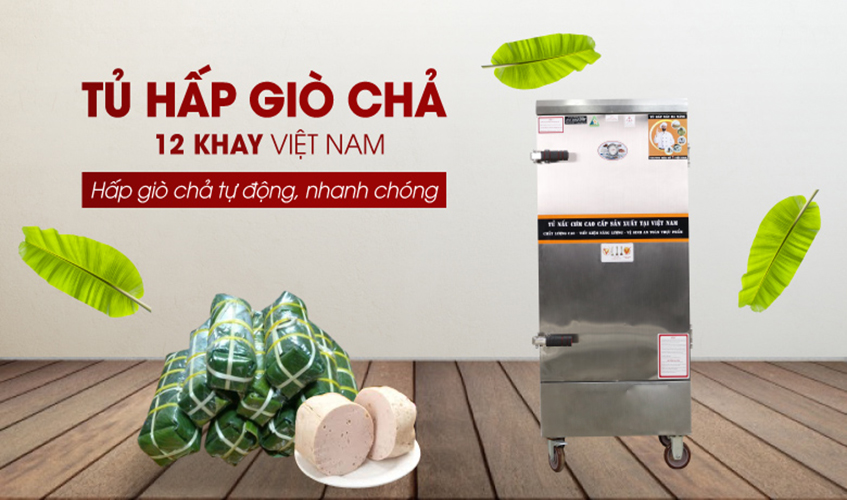 Tủ Hấp Giò Chả, Thực Phẩm 72 Kg Dùng Điện 12 Khay Việt Nam NEWSUN, Năng Suất Cao - Hàng Chính Hãng