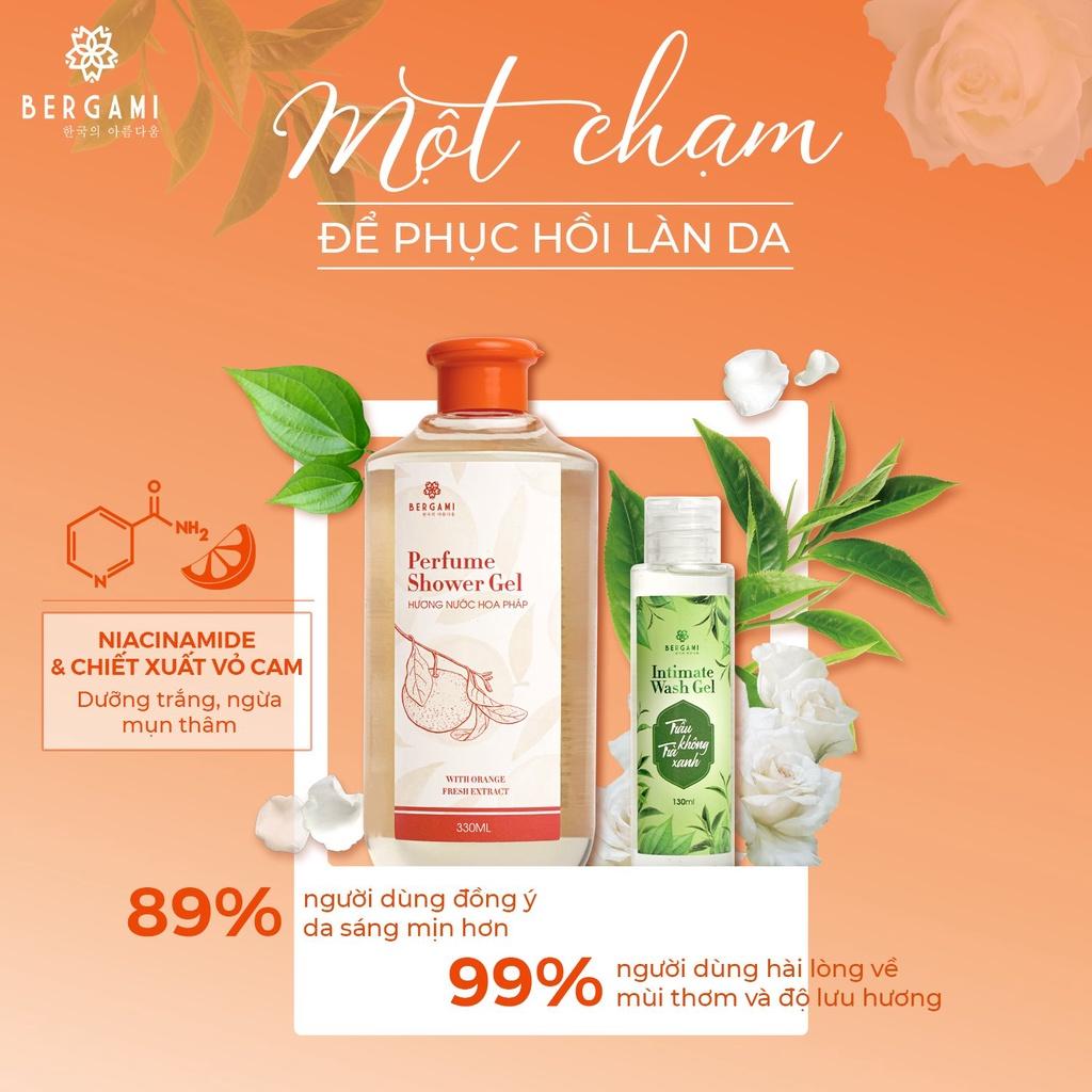 Combo Sữa tắm nước hoa Bergami - Tinh Chất nước hoa Pháp 330ml và Dung dịch vệ sinh phụ nữ Bergami kháng khuẩn 130ml