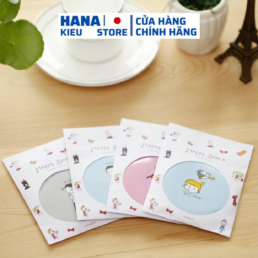 Gương trang điểm mini siêu cute cầm tay bỏ túi Hàn Quốc tiện lợi viền kim loại