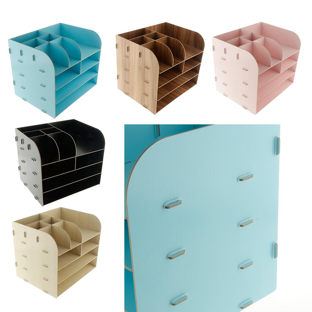 Wood Desktop Organizer Letter Tray File Mail Sorter gray