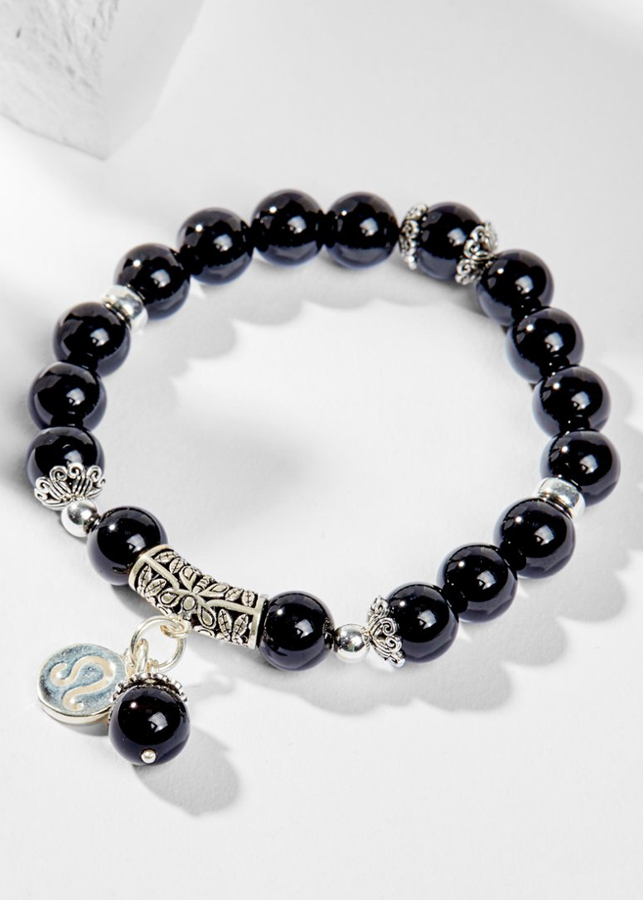 Vòng Tay Phong Thủy Đá Obsidian Phối Charm Cung Hoàng Đạo Sư Tử  Mệnh Thủy, Mộc Ngọc Quý Gemstones