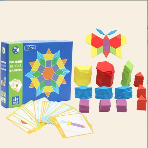 Đồ chơi bộ xếp hình sáng tạo Tangram 130 chi tiết bằng gỗ cho bé - Bộ đồ chơi Puzzle Block 130 chi tiết cho bé thoả sức