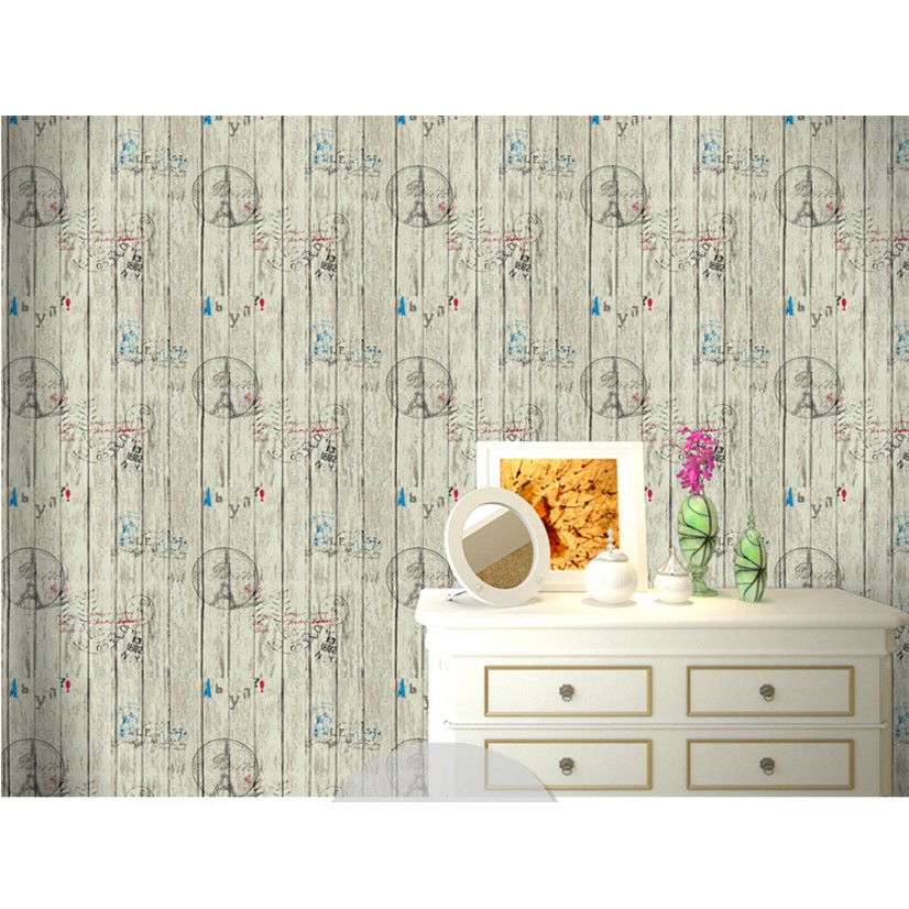 Combo 10 mét giấy dán tường, decal dán tường trang trí nhà cửa VÁN THÁP PARIS khổ 45cm