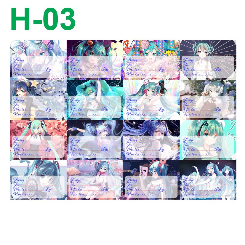 Nhãn vở set 32 nhãn vở Hatsune Miku