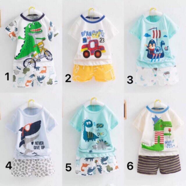 BỘ COTTON SỢI TRE XUẤT HÀN QUẢNG CHÂU CHO BÉ TRAI
