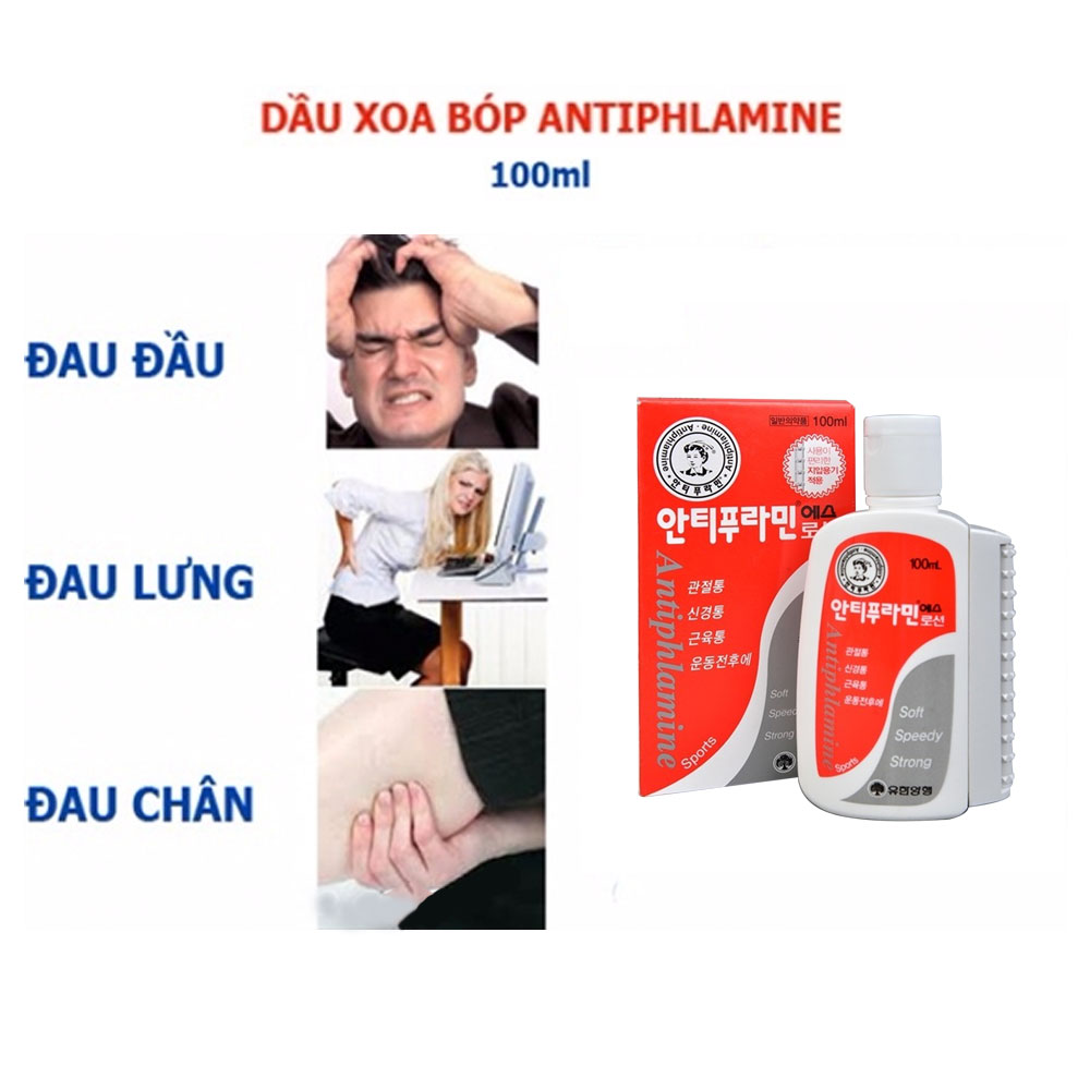 Bộ 5 Chai Dầu nóng Hàn Quốc Antiphlamine ( Chai 100ml ) - Đau nhức massage cơ thể