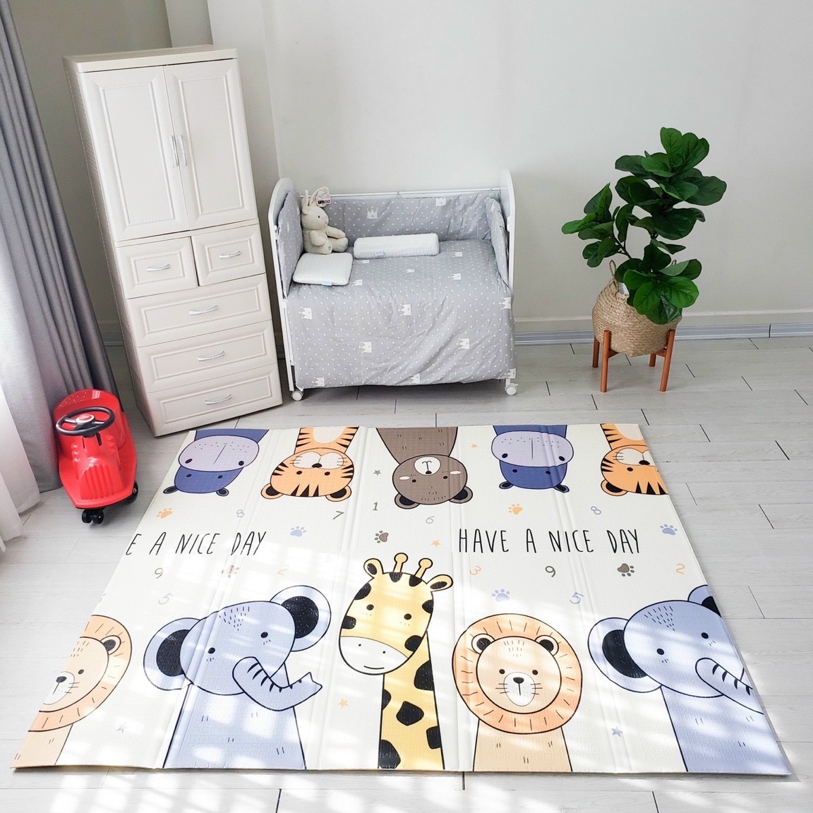 Thảm gấp gọn chống thấm 2 mặt XPE Umoo chính hãng kích thước 180x200cm dày 1.5cm mẫu đường phố