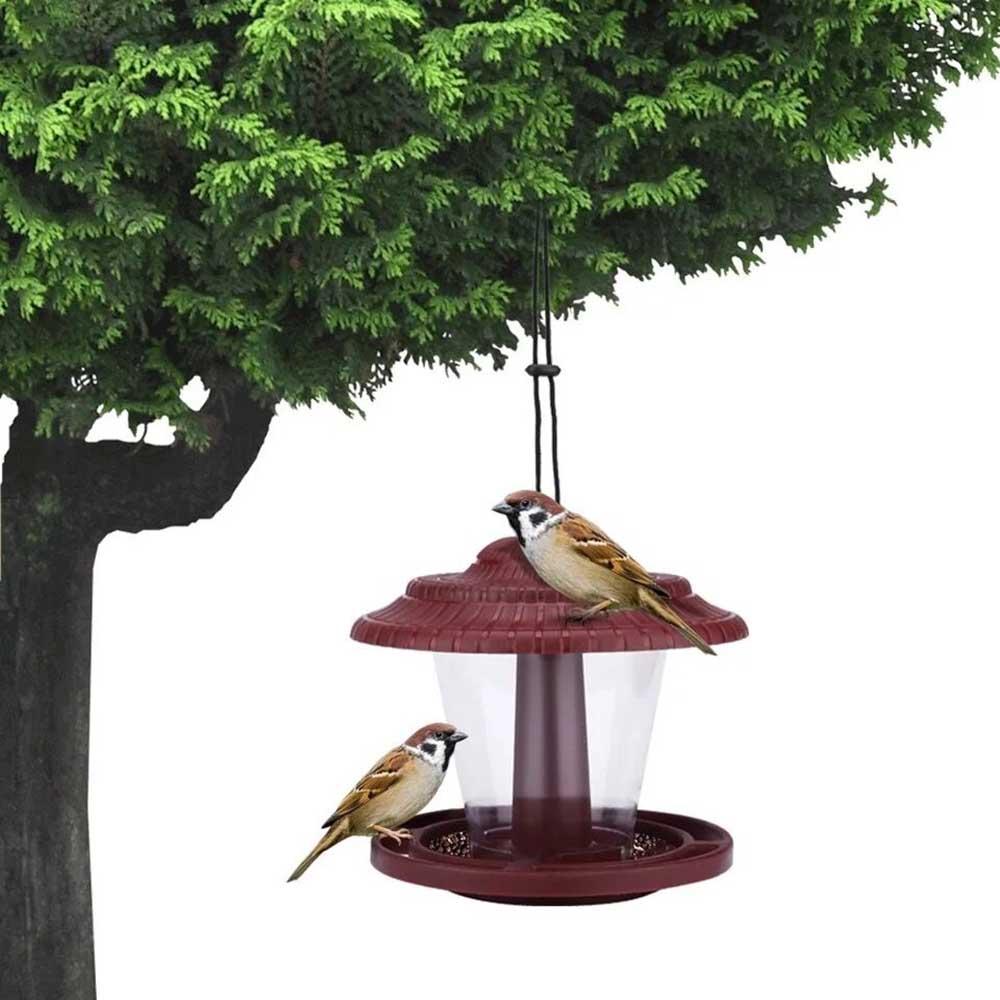 Máy cho chim ăn ngoài trời bằng nhựa trọng lượng nhẹ cứng cáp có mái che