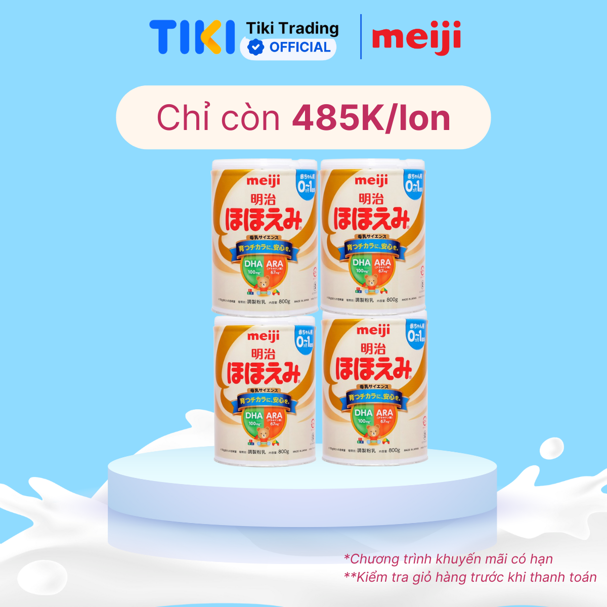 Combo 4 Sữa Meiji lon số 0 800g Nội Địa Nhật (cho trẻ từ 0-1 tuổi)