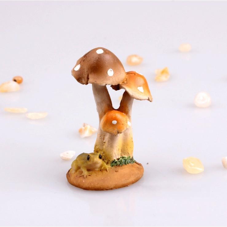 Mô hình ếch và cây nấm dùng trang trí tiểu cảnh, terrarium, DIY