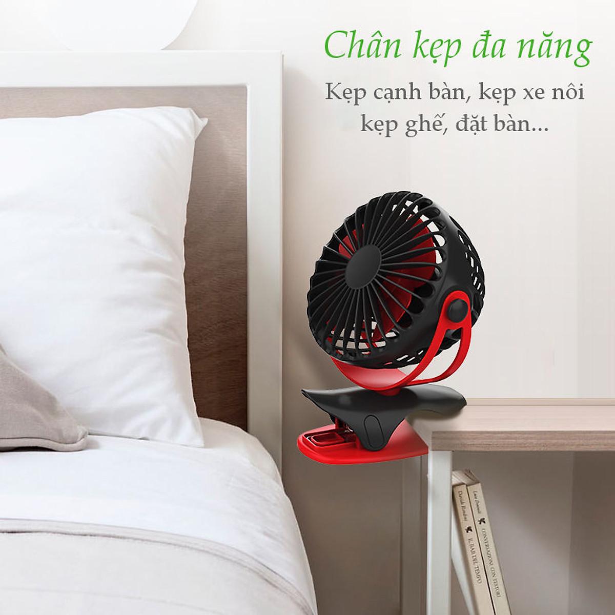 HÀNG CHÍNH HÃNG - Quạt sạc mini F04 Yoobao xoay góc 720 độ, đế kẹp đa năng, an toàn cho trẻ với 4 nấc điều chỉnh gió chính hãng