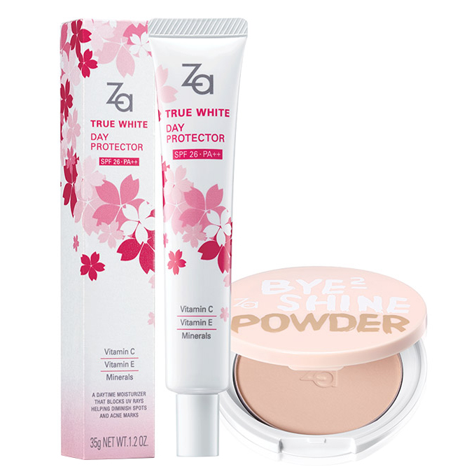 Bộ đôi chống nắng kết hợp trang điểm nền Za (Protector 35g + Bye-bye Shine Powder Foundation)