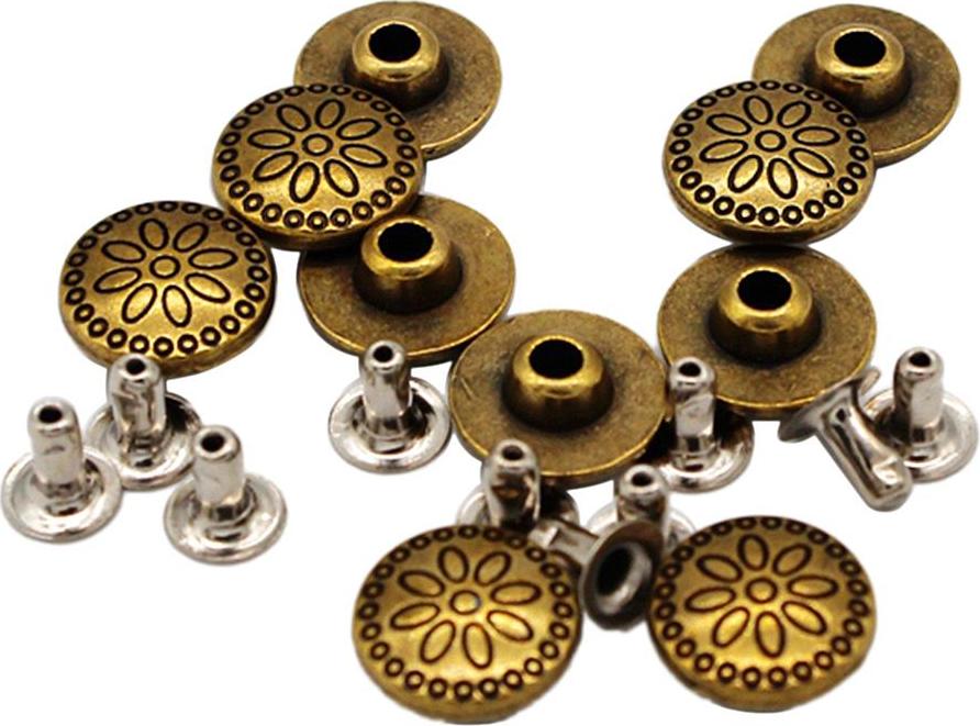 10 Bộ-Họa Tiết Hoa Tròn-Kim Loại Đinh Tán Đinh Nhọn Nailhead-Làm Đồ Da Thủ Công