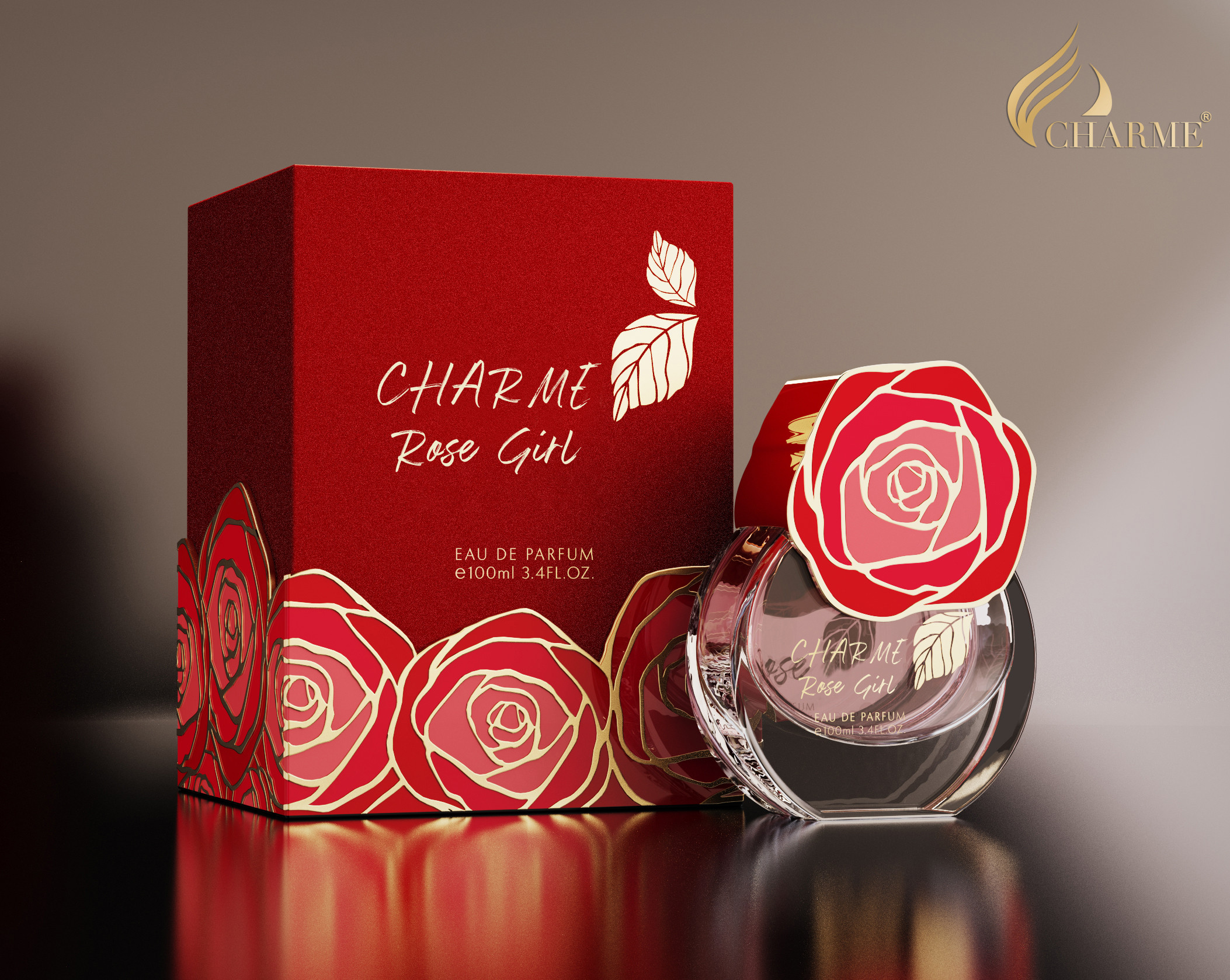 Nước hoa nữ cao cấp, Charme Rose Girl, hương hoa hồng, thanh mát, ngọt ngào, đầy quyến rũ, 100ml