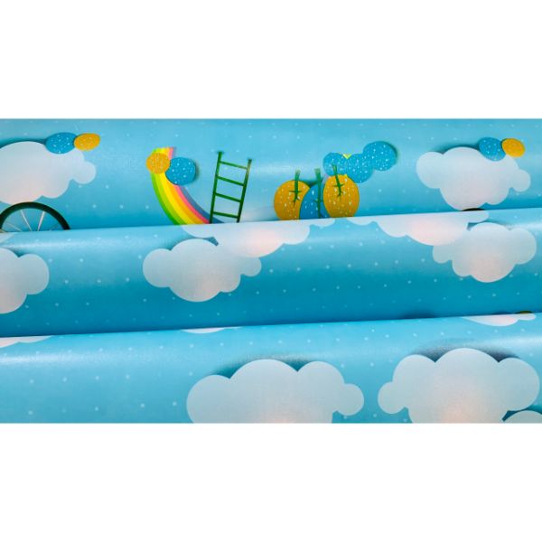 Decal cuộn dán tường có sẵn keo - decal dán phòng em bé - decal dán tường cầu vồng mây xanh
