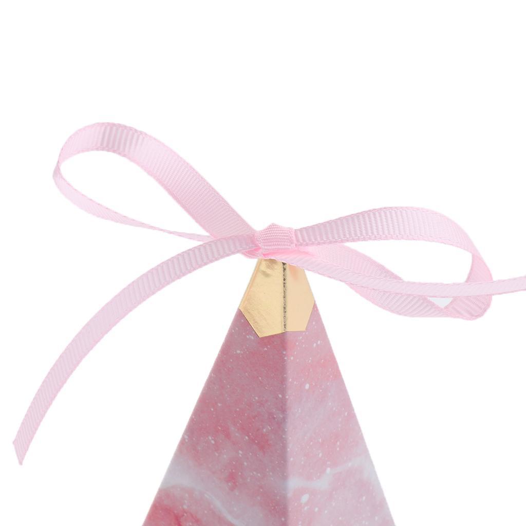 12 Pieces Beautiful Triangular Wedding Candy Box Ribbon Gift Candy Boxes Case