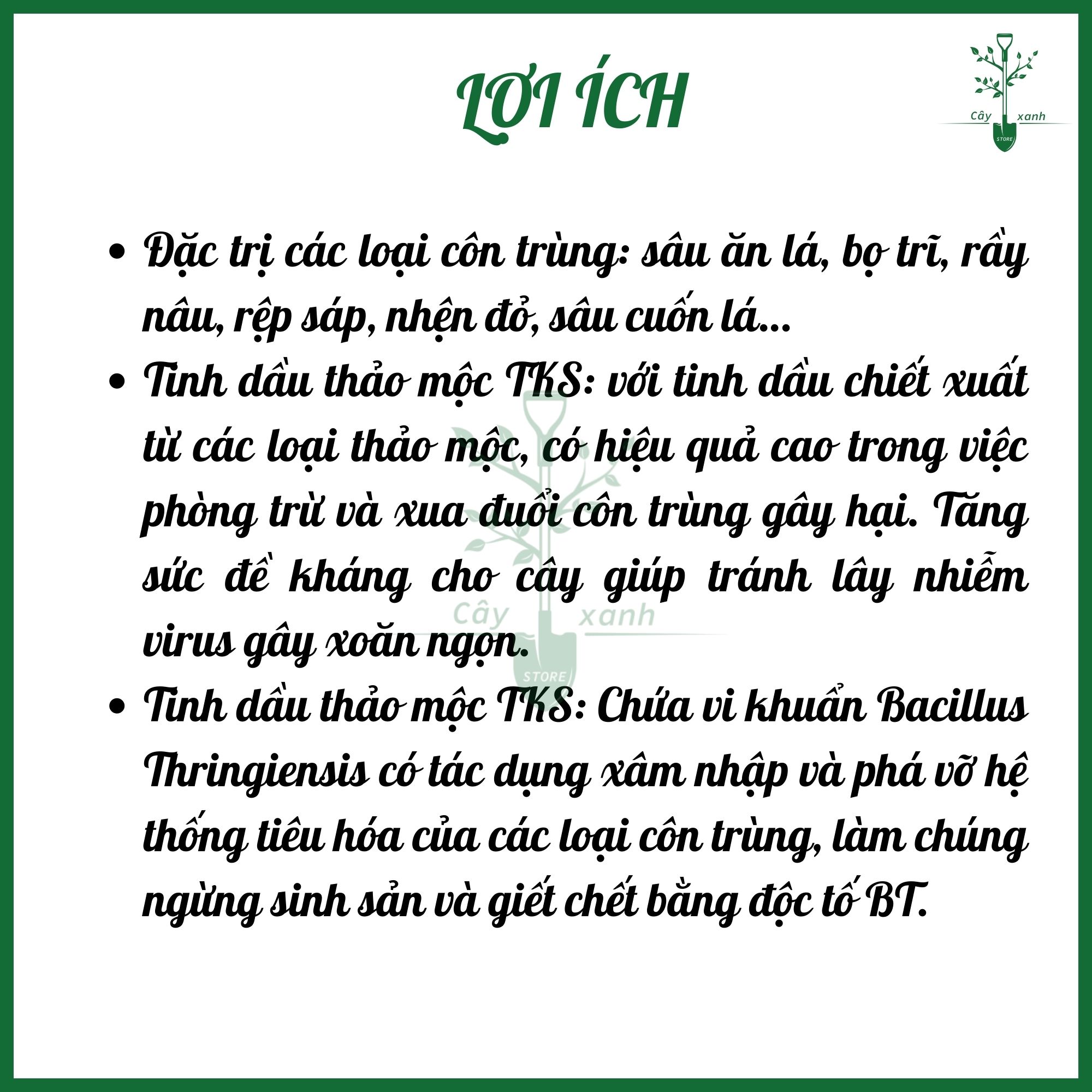 Tinh dầu thảo mộc TKS Diệt sâu, Trừ rầy, Loại bỏ sâu cuốn lá - Gói 40ml - Cây Xanh Store