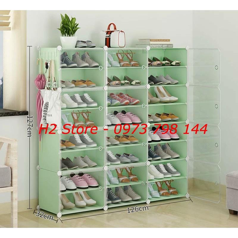 TỦ ĐỂ GIÀY LẮP GHÉP ĐA NĂNG 24 Ô CỬA TRẮNG TRONG