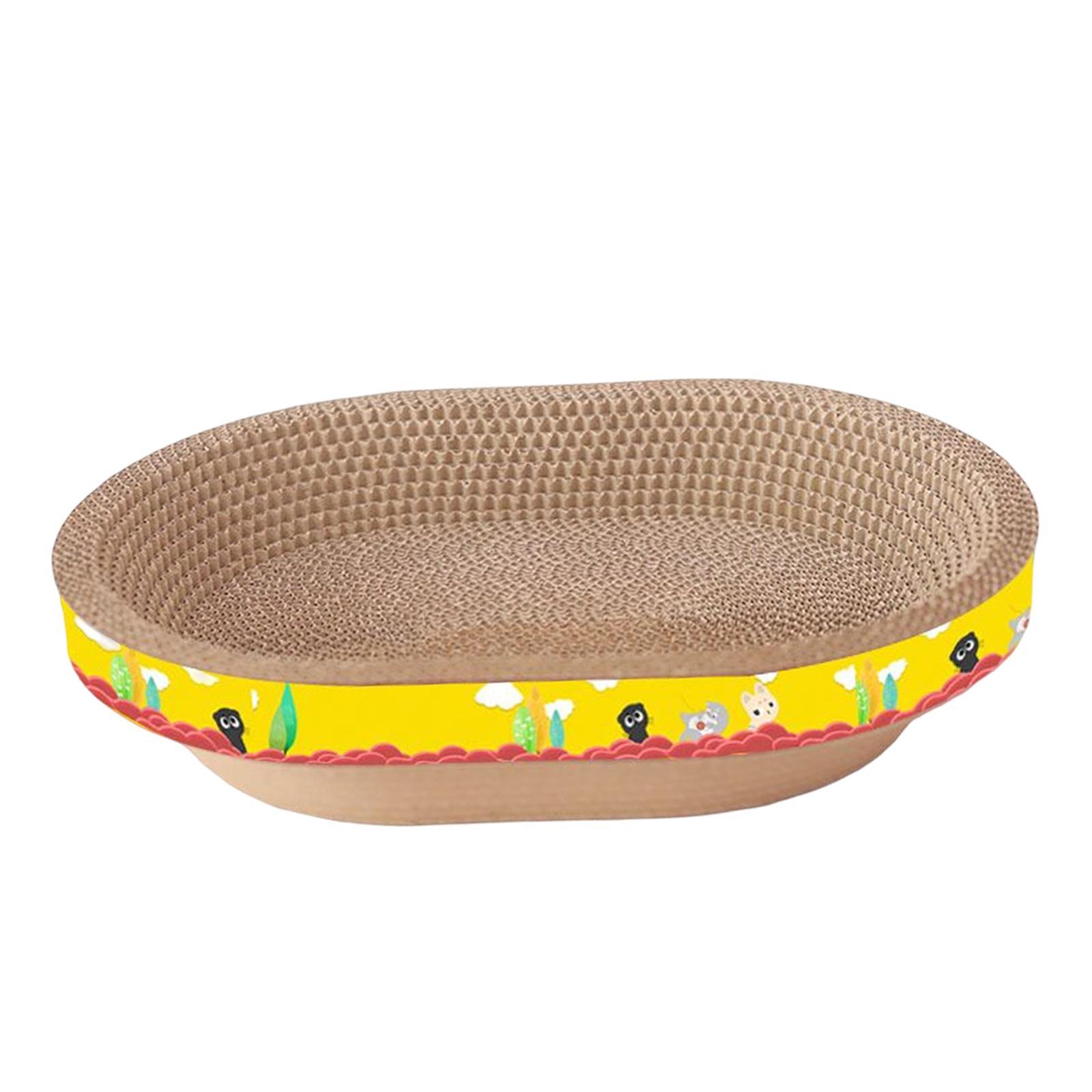 Cat Scratcher Cardboard Kitty Oval Corrugated Lounge Bed Scratching Board