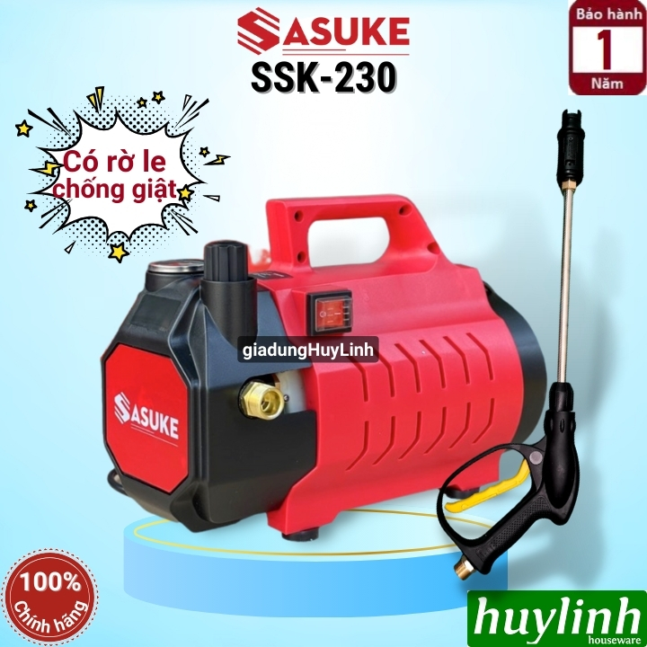 [Chống giật] Máy xịt rửa xe Chỉnh Áp Sasuke SSK-230 PLUS  - Công suất 2300W - Áp lực 150 bar - Motor lõi đồng 100%