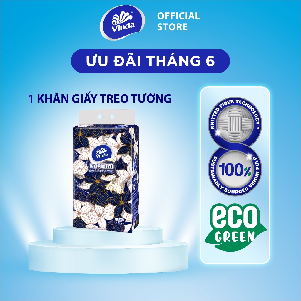 [1 GÓI KHĂN TREO TƯỜNG] Khăn giấy treo tường cao cấp Vinda Prestige 4D 3 lớp 212 tờ