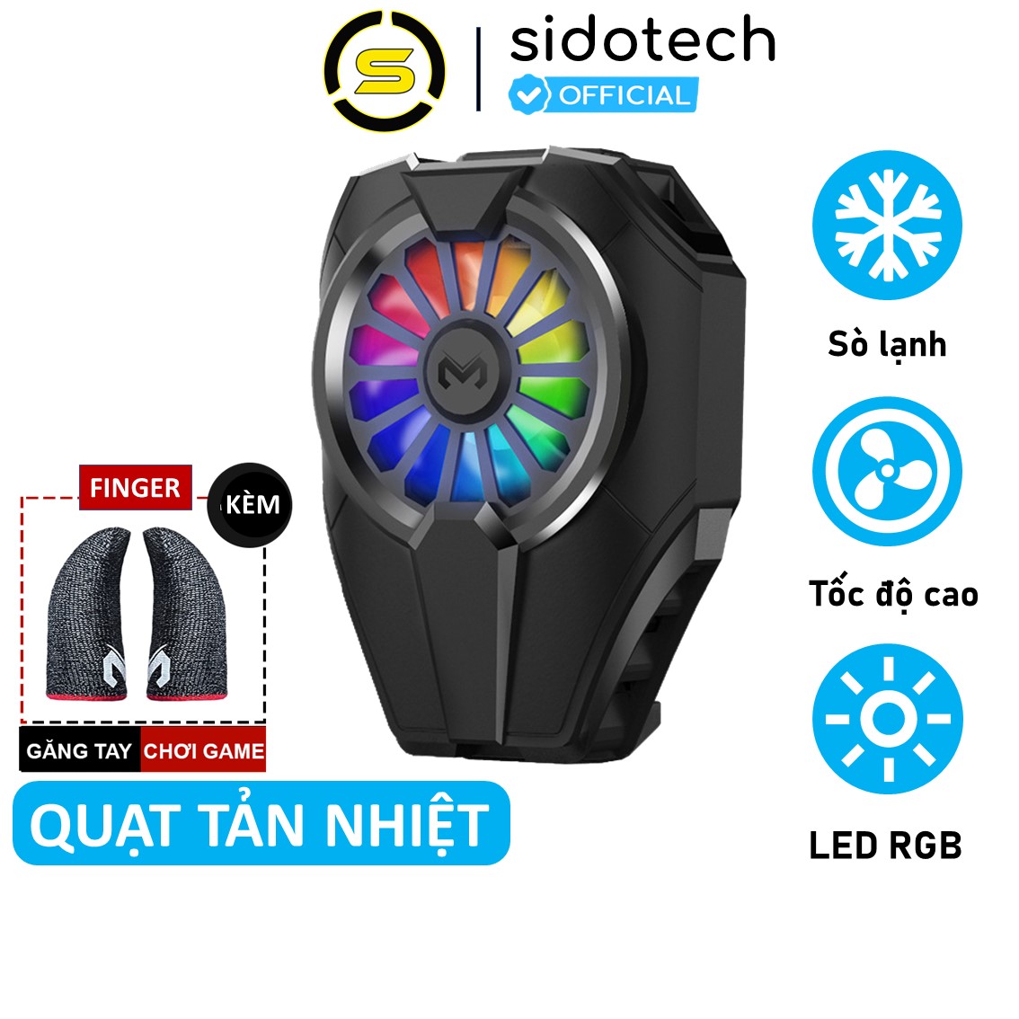 Quạt tản nhiệt điện thoại gaming sò lạnh Sidotech DL06 Version 6 màn hình LED hiển thị pin giảm nhiệt độ nhanh chuyên dụng khi chơi game Pubg FF Liên Quân Mobile Tốc Chiến phù hợp mobile Android IOS - Hàng chính hãng