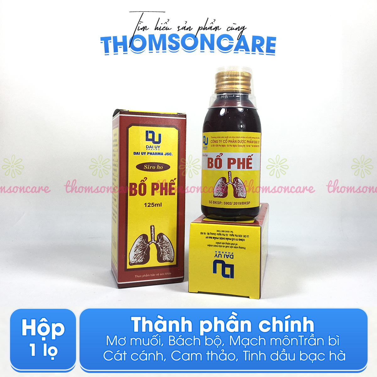 Siro ho bổ phế Đ.Y Combo 2 chai 100ml - Giảm ho, ngứa rát cổ họng, khàn tiếng, bổ phổi từ thảo dược