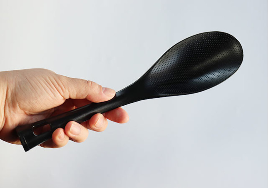 Combo 01 Muôi múc canh đầu silicone Echo Metal 25.5cm + 01 Muôi cơm kháng khuẩn cán dài Echo Metal 25cm màu đen - Nội địa Nhật Bản